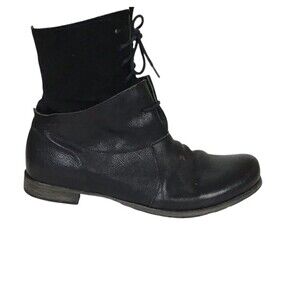 Think! Vintage Women Black Booties Sz. 37 EUC Lace Tie up Booties Boho